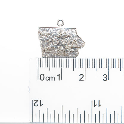 FRENCH & FRANKLIN 925 Sterling Silver Vintage Iowa State Minimalist Pendant