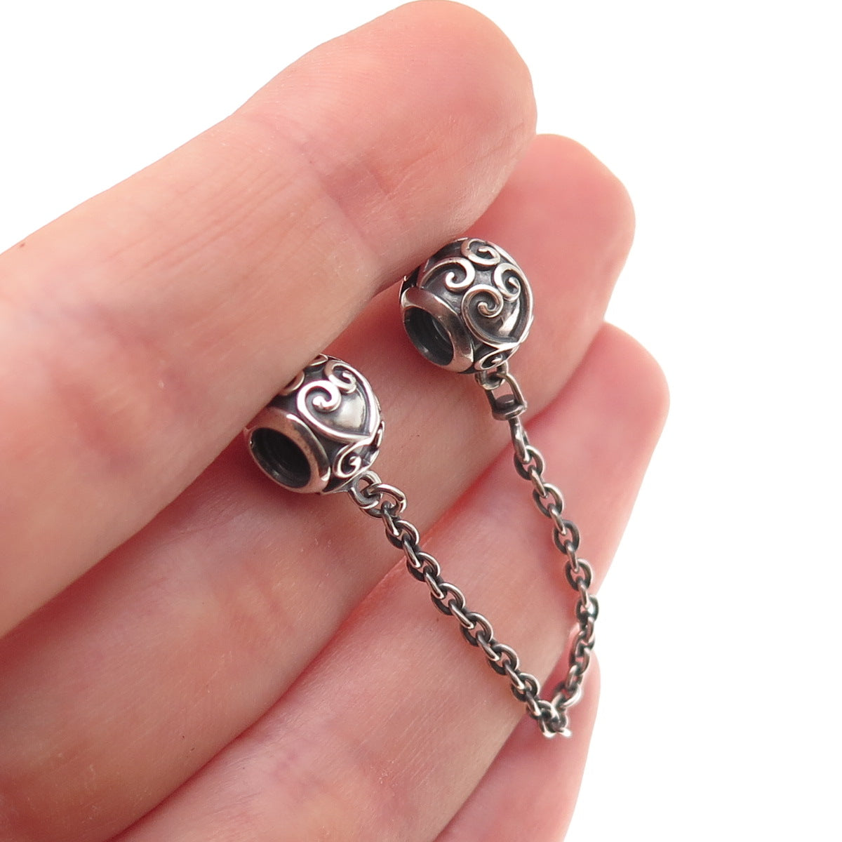 Pandora 925 Sterling Silver Enchanted Heart Safety Chain Slide Charm