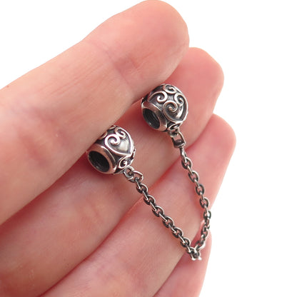 Pandora 925 Sterling Silver Enchanted Heart Safety Chain Slide Charm