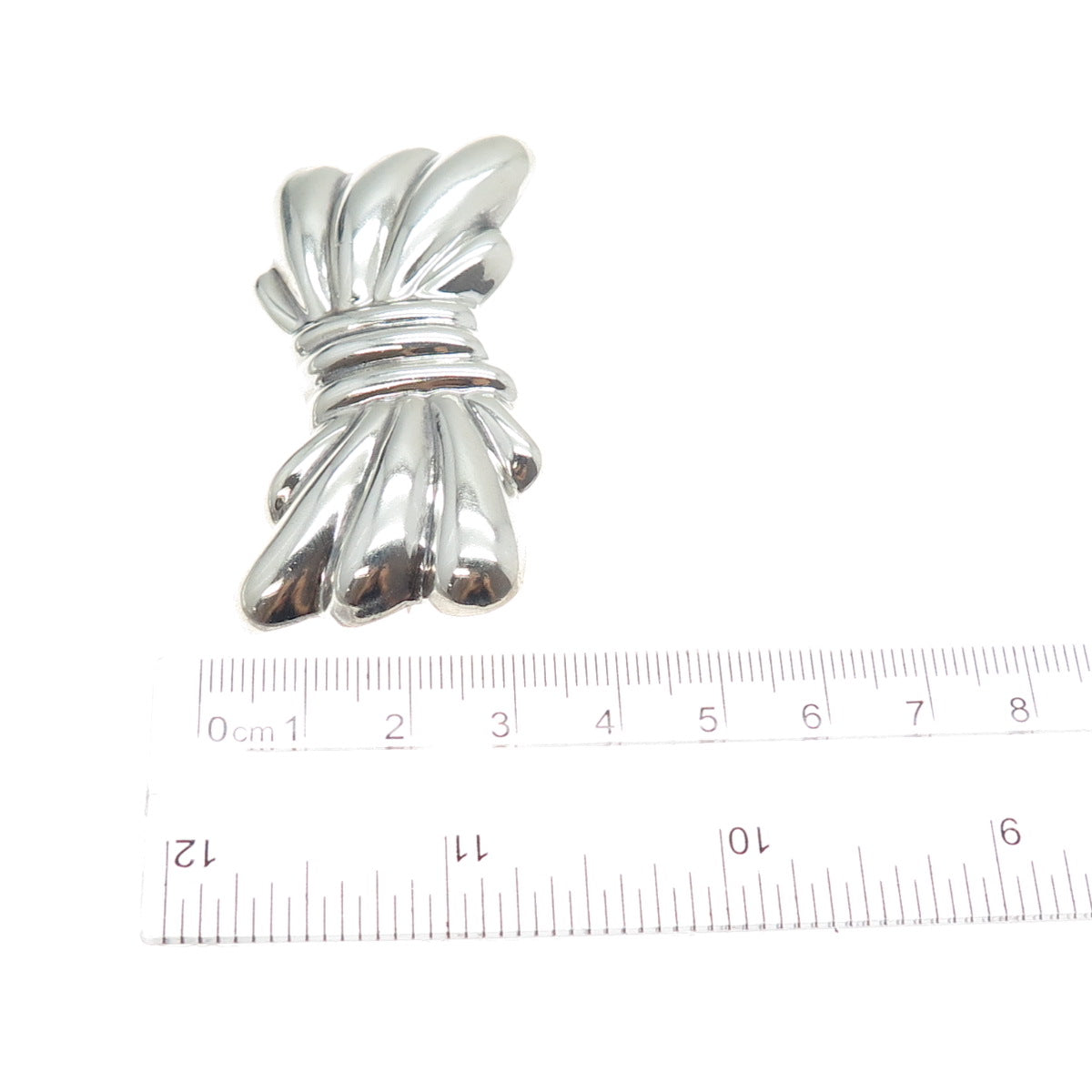 925 Sterling Silver Vintage Mexico Modernist Puffy Bow Pin Brooch