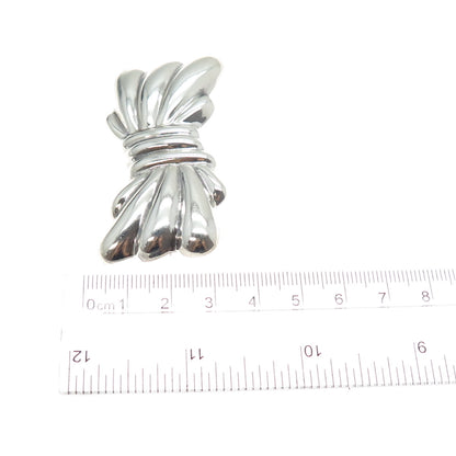 925 Sterling Silver Vintage Mexico Modernist Puffy Bow Pin Brooch