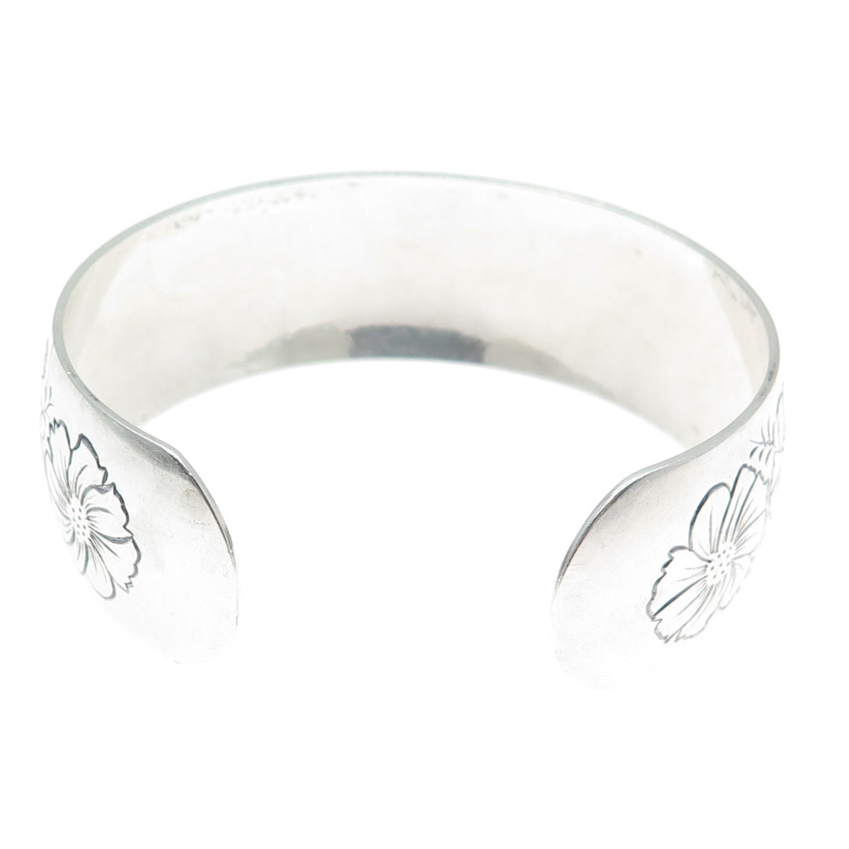 S KIRK & SON 925 Sterling Silver Antique Flower Adjustable Cuff Bracelet 7.25"