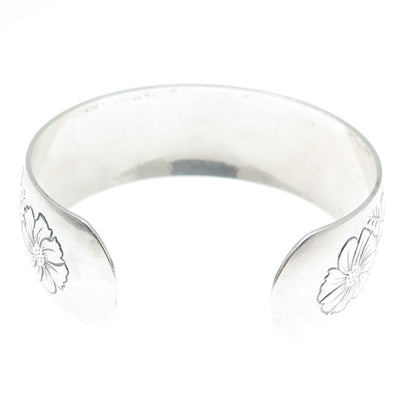 S KIRK & SON 925 Sterling Silver Antique Flower Adjustable Cuff Bracelet 7.25"