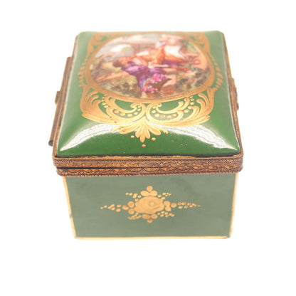 SEVRES A. MAX Antique Late XIX France Hand-Painted Porcelain Couple Trinket Box