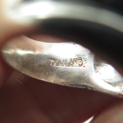 925 Sterling Silver Vintage Wavy Ribbed Modernist Ring Size 5