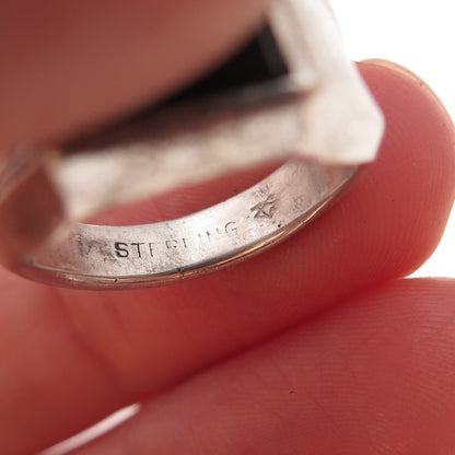 Vargas Sterling Silver Antique Art Deco Black Onyx Ring Size 6 (missing stone)