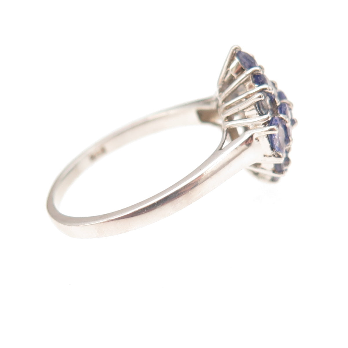 Chuck Clemency 925 Sterling Silver Real Oval & Round-Cut Tanzanite Ring Size 8