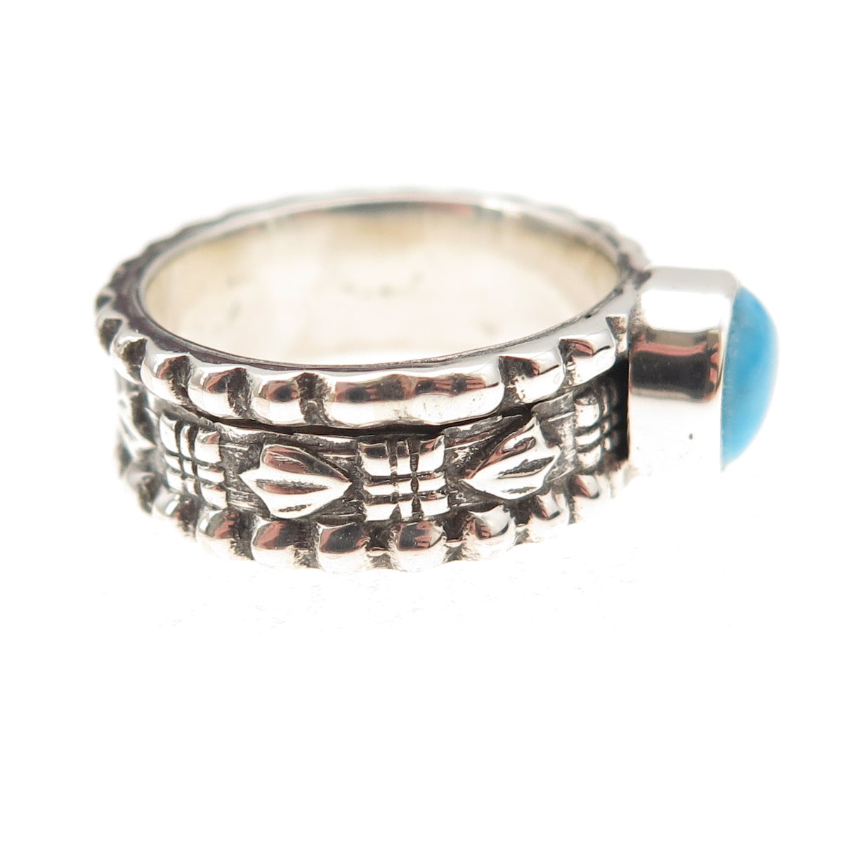 925 Sterling Silver Vintage Real Sleeping Beauty Turquoise Ring Size 6.5