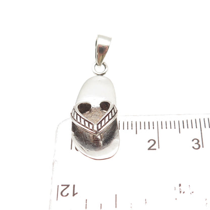 925 Sterling Silver Vintage Flip Flop Oxidized 3D Charm Pendant