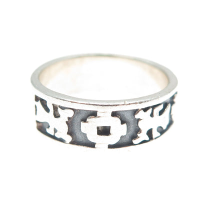 925 Sterling Silver Vintage Ethnic Oxidized Band Ring Size 10