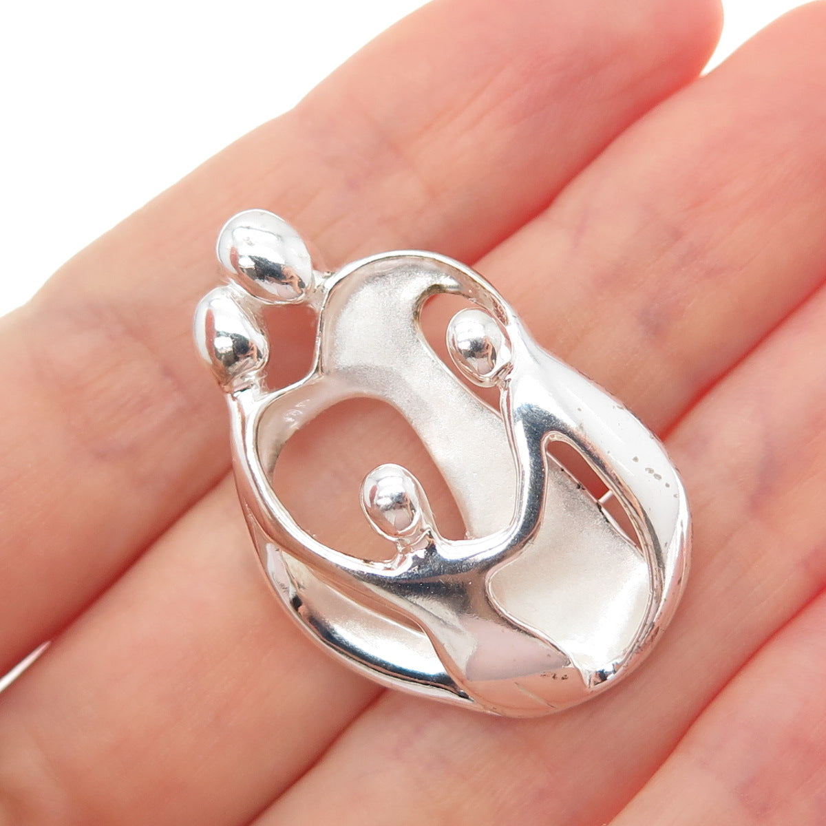 CAROLYN POLLACK 925 Sterling Silver Vintage Family Slide Charm Pendant