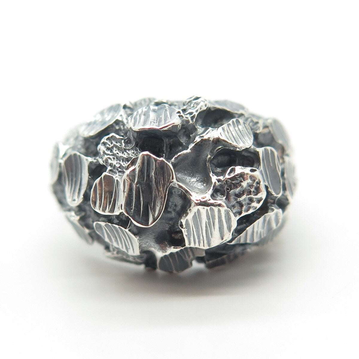 925 Sterling Silver Vintage Oxidized Nugget Dome Ring Size 6.25