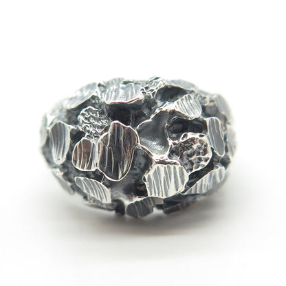 925 Sterling Silver Vintage Oxidized Nugget Dome Ring Size 6.25