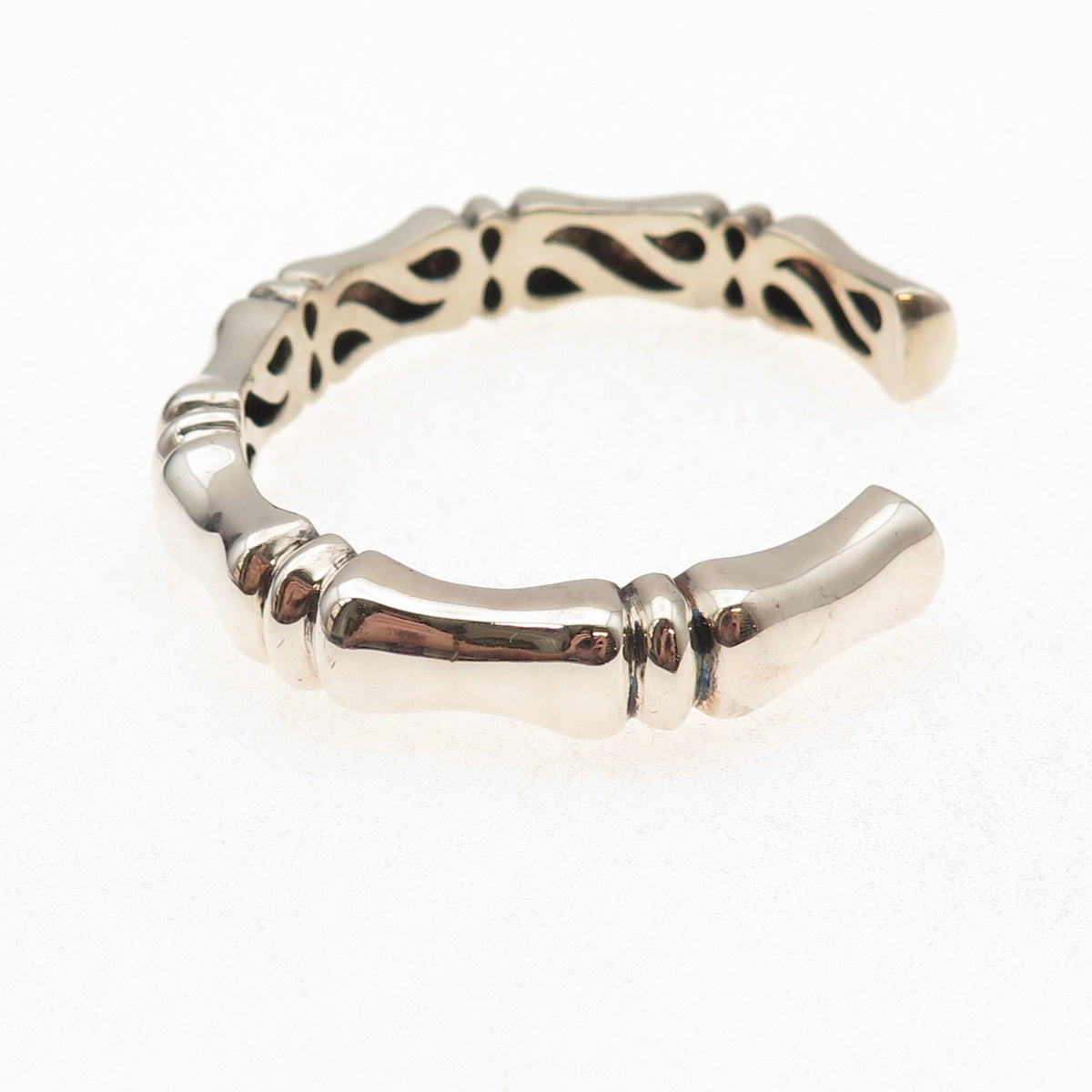 Rage 925 Sterling Silver Vintage Bamboo Adjustable Cuff Bracelet 7"