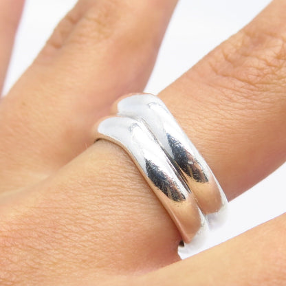 925 Sterling Silver Vintage V-Style Ring Size 7