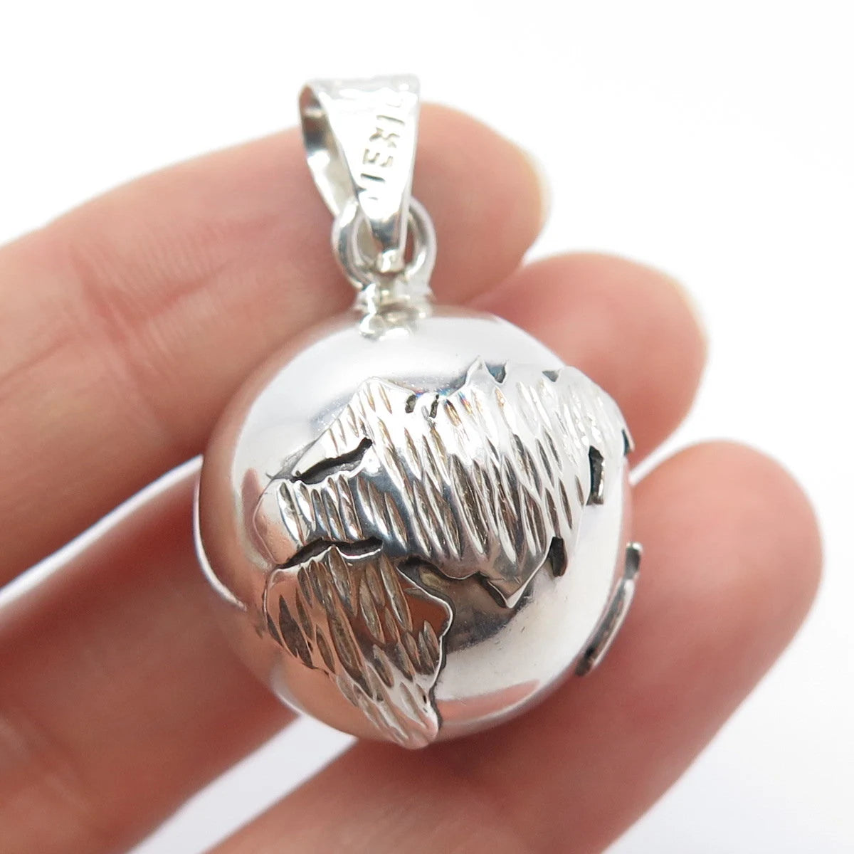 925 Sterling Silver Vintage Mexico Globe Harmony Ball Pendant