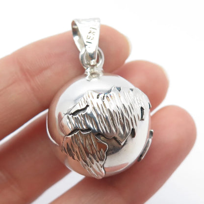 925 Sterling Silver Vintage Mexico Globe Harmony Ball Pendant