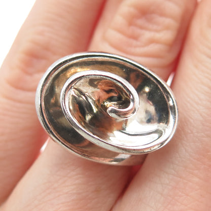 ROSS SIMONS 925 Sterling Silver Vintage Modernist Spiral Oxidized Ring Size 6.25