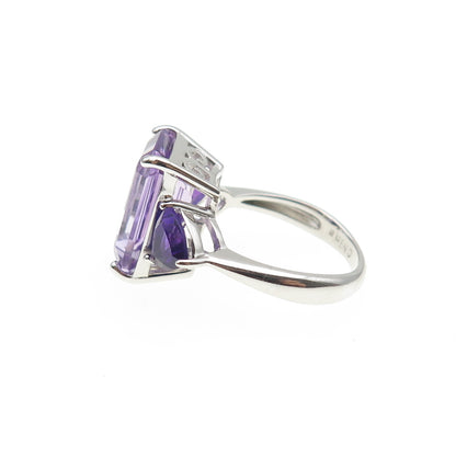 JCL Colleen Lopez 925 Sterling Real Emerald & Triangle-Cut Amethyst Ring Size 6