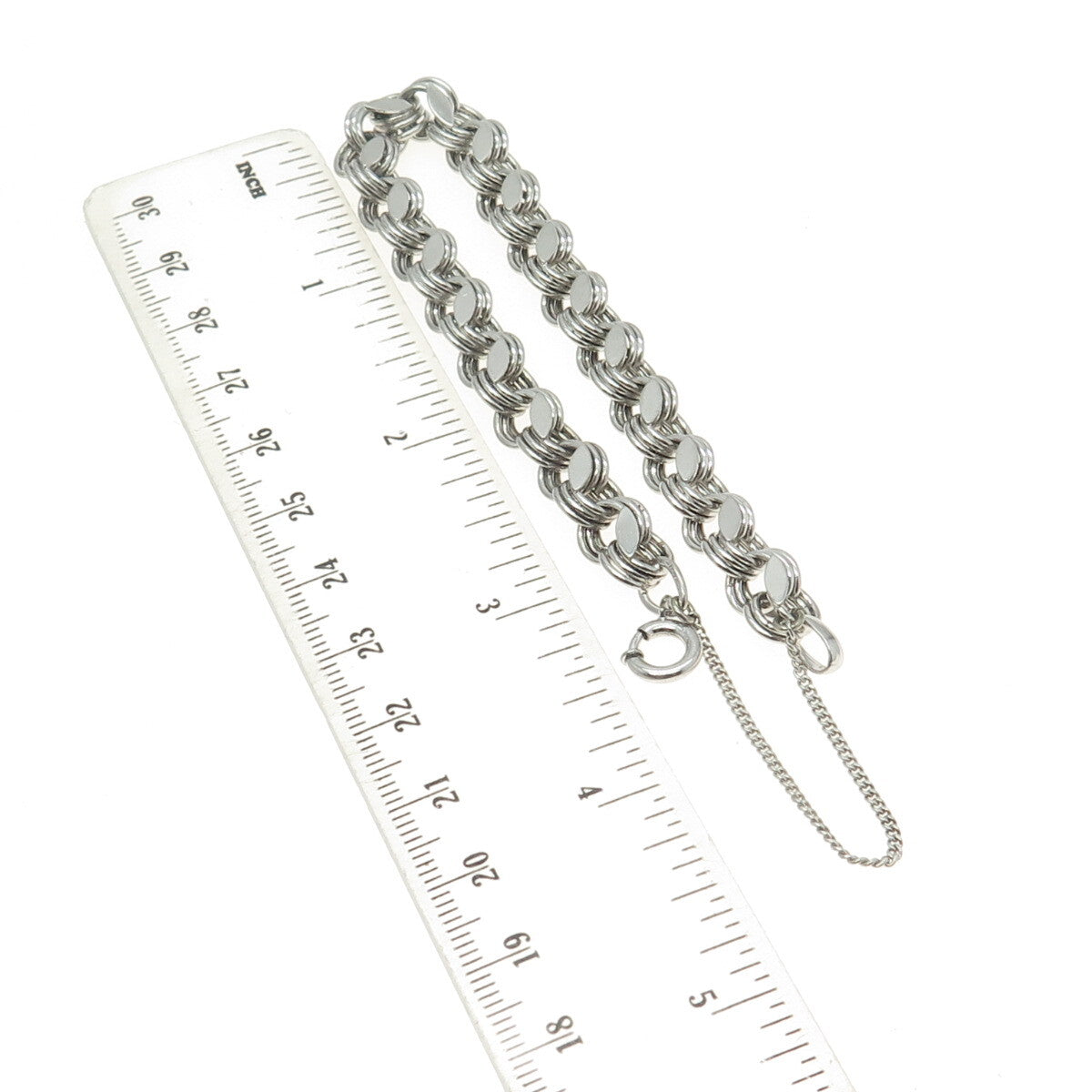925 Sterling Silver Vintage Modernist Triple Rolo Link Bracelet 7"