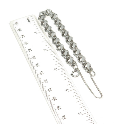 925 Sterling Silver Vintage Modernist Triple Rolo Link Bracelet 7"
