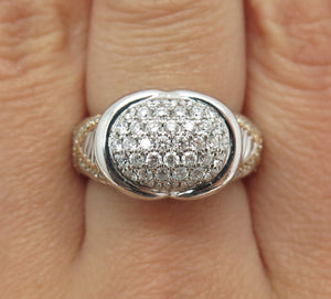 DANWAK 18K Gold 925 Sterling Silver 86 Round-Cut Diamond 0.97ct Ring Size 7.5