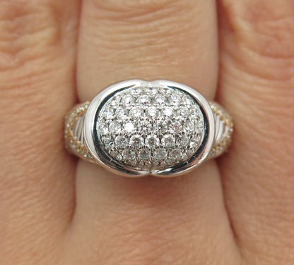 DANWAK 18K Gold 925 Sterling Silver 86 Round-Cut Diamond 0.97ct Ring Size 7.5