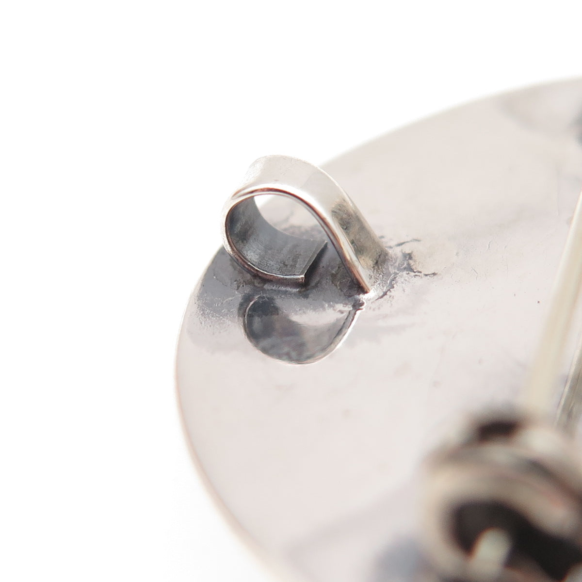 925 Sterling Silver Vintage Mexico Shield Oxidized Pin Brooch / Pendant