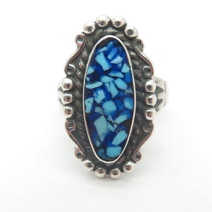 MAISELS INDIAN TRADING Sterling Silver Vintage Turquoise Inlay Ring Size 5.75