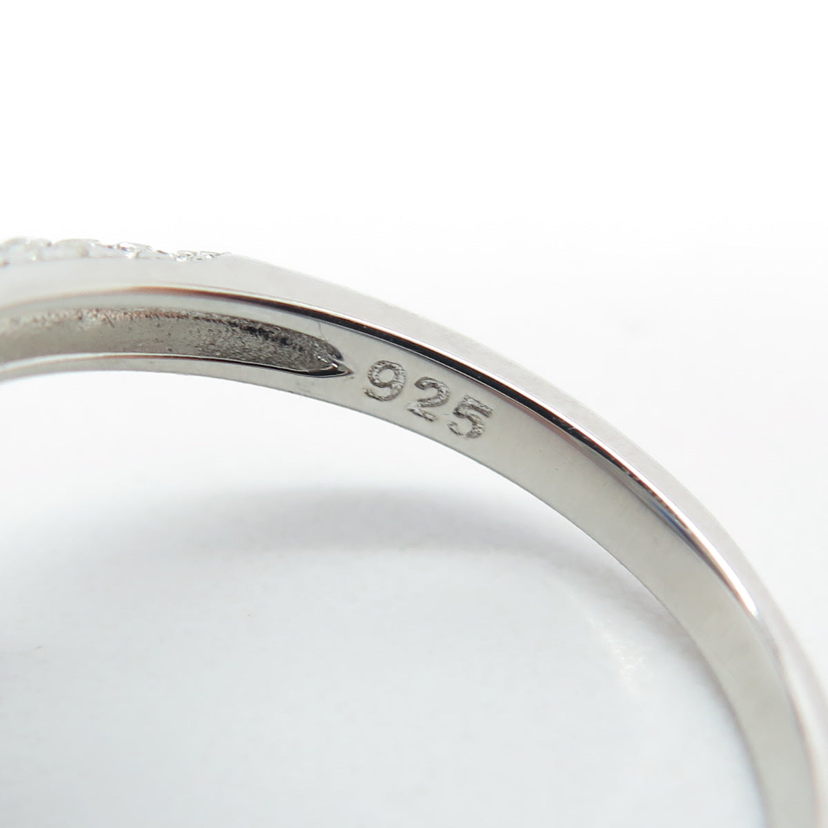 925 Sterling Silver Pear & Round-Cut Blue White C Z Ring Size 8