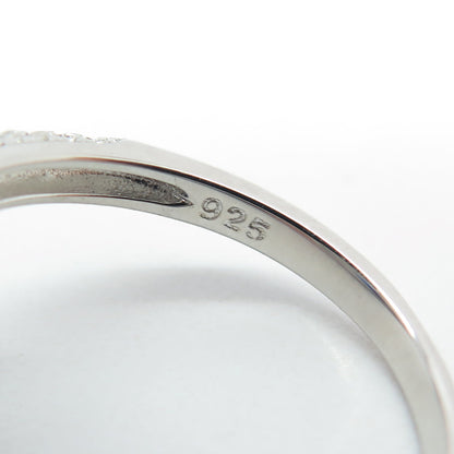 925 Sterling Silver Pear & Round-Cut Blue White C Z Ring Size 8