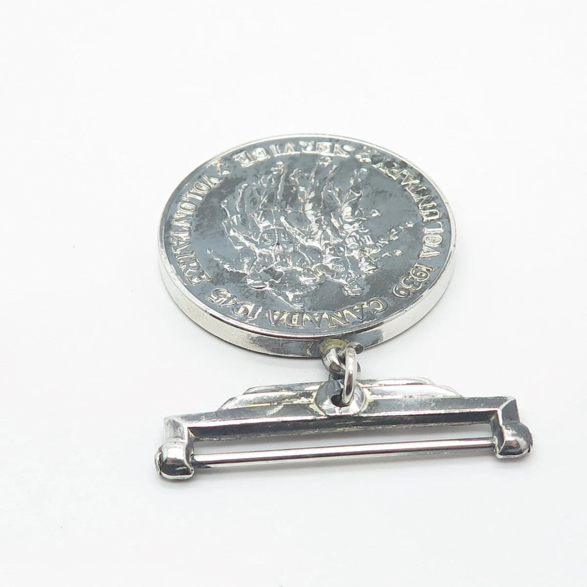 925 Sterling Silver Vintage Canada 1939 1945 Voluntary Service Coin Pin Brooch
