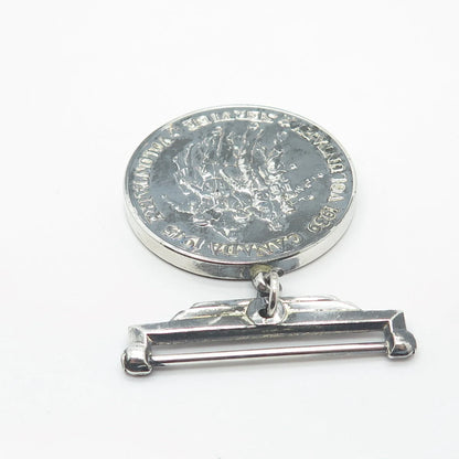 925 Sterling Silver Vintage Canada 1939 1945 Voluntary Service Coin Pin Brooch