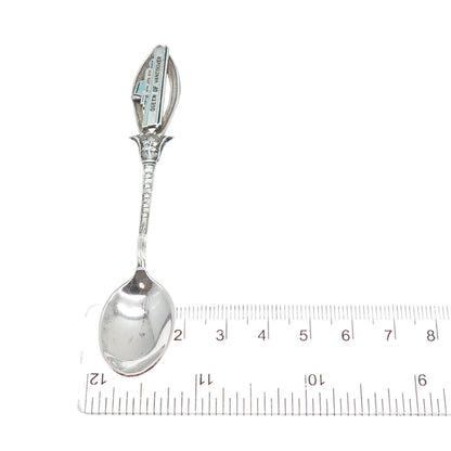 925 Sterling Silver Antique Art Deco Enamel Queen of Vancouver Coffee Spoon
