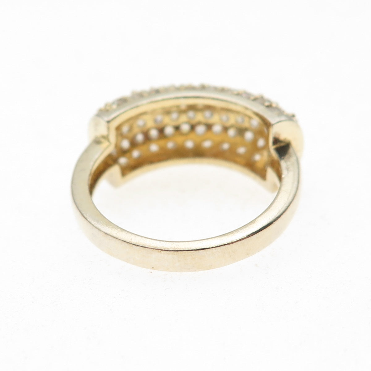 925 Sterling Silver Gold Plated Round-Cut C Z Sparkle Ring Size 7.25