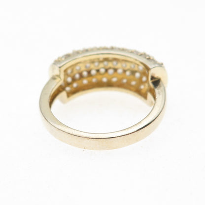 925 Sterling Silver Gold Plated Round-Cut C Z Sparkle Ring Size 7.25