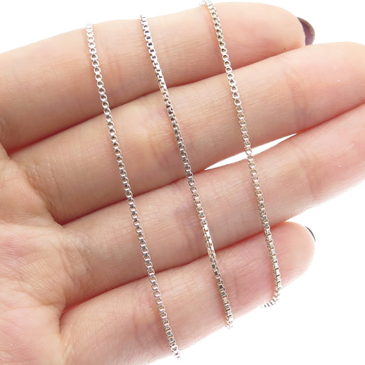 925 Sterling Silver Vintage Italy Small Box Chain Necklace 16"