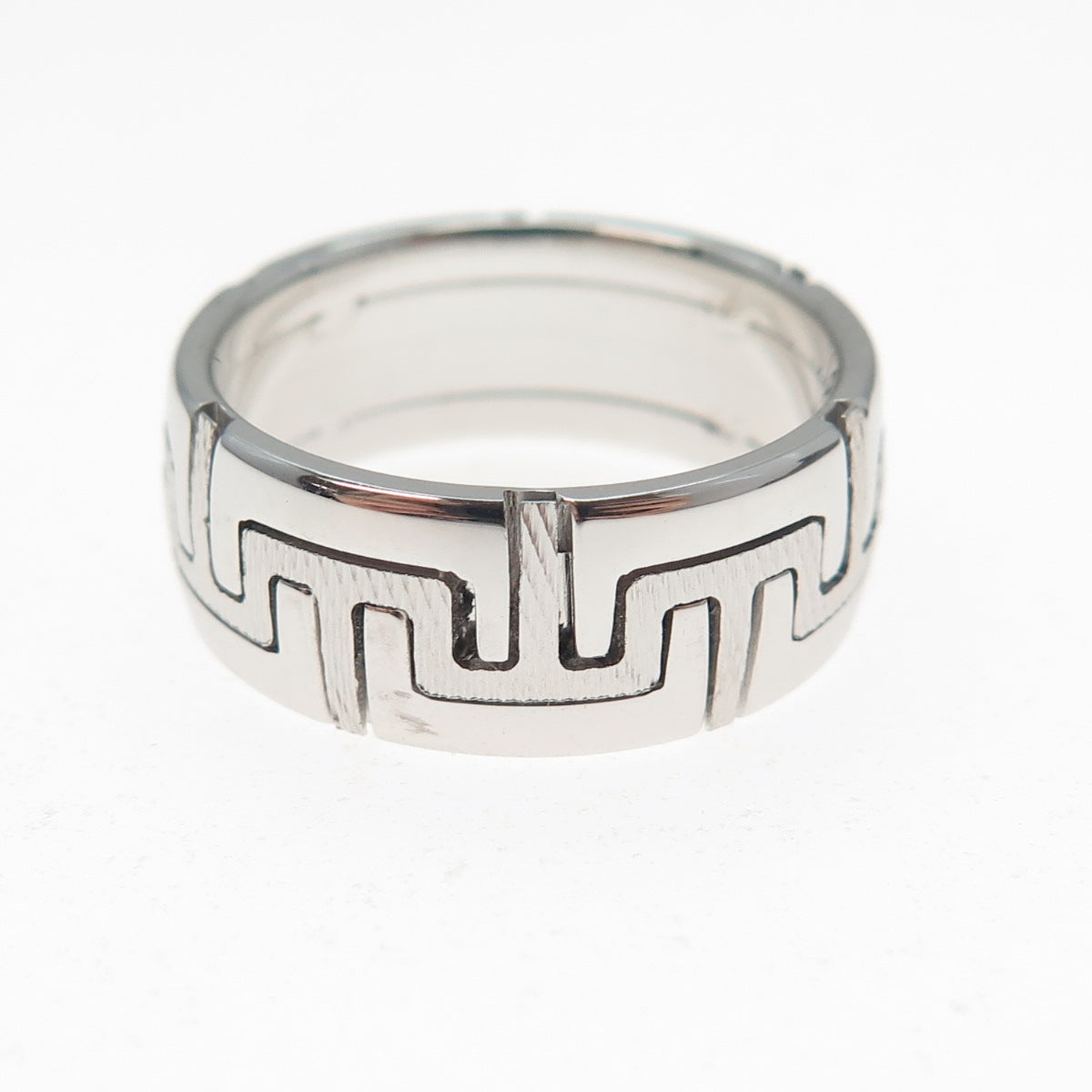 NEOS 925 Sterling Silver Textured Maze Band Ring Size 8