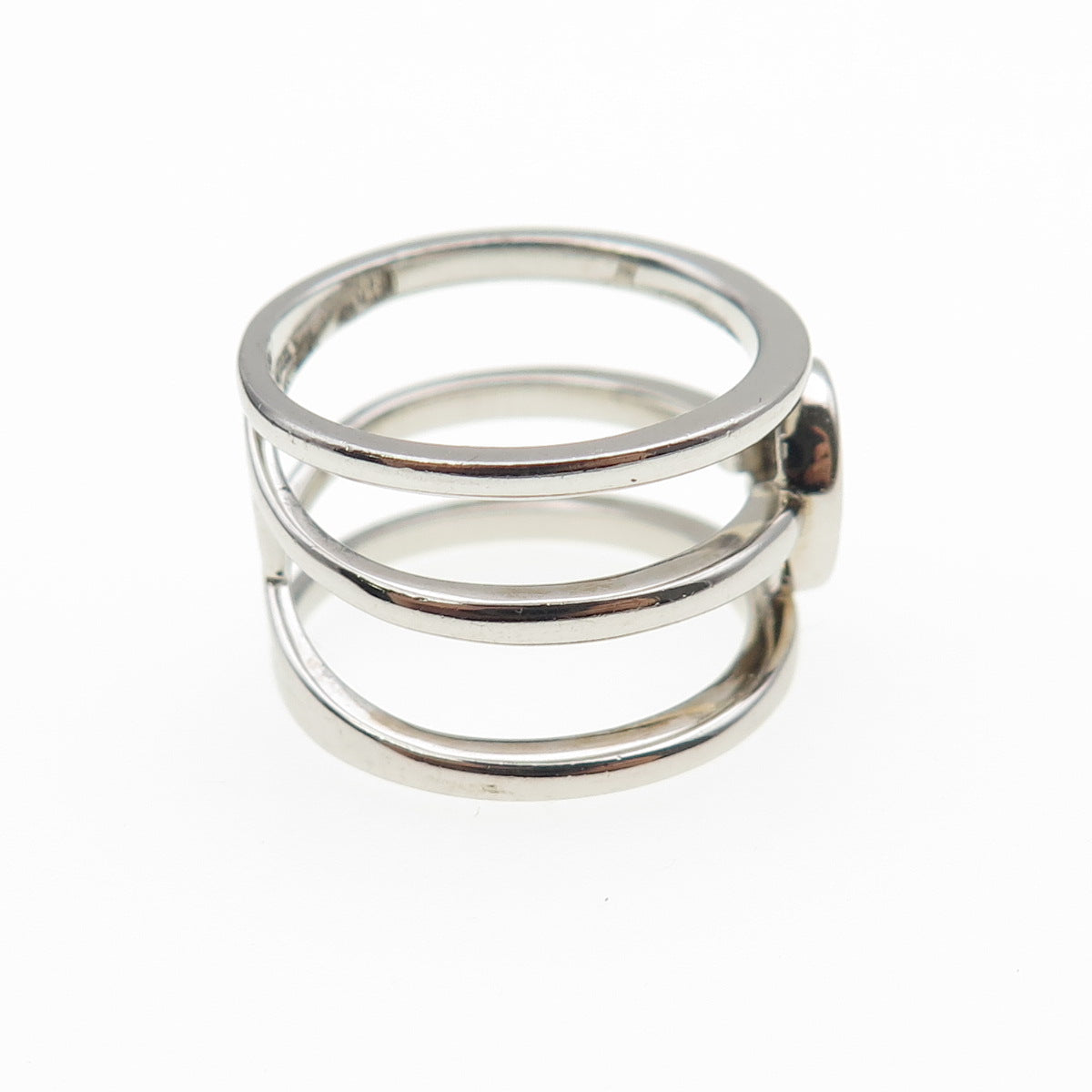 925 Sterling Silver Round-Cut C Z 3-Row Ring Size 7