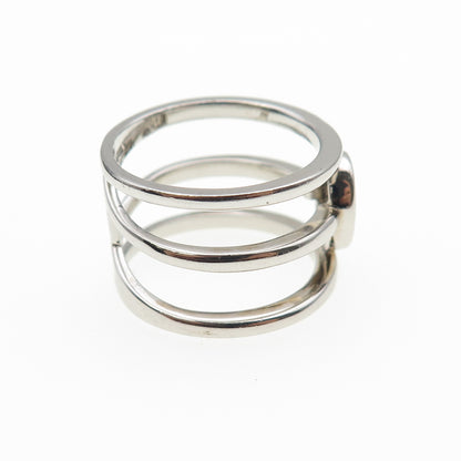 925 Sterling Silver Round-Cut C Z 3-Row Ring Size 7