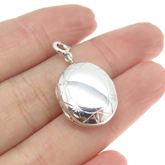 925 Sterling Silver Vintage Sun Oval Locket Charm Pendant