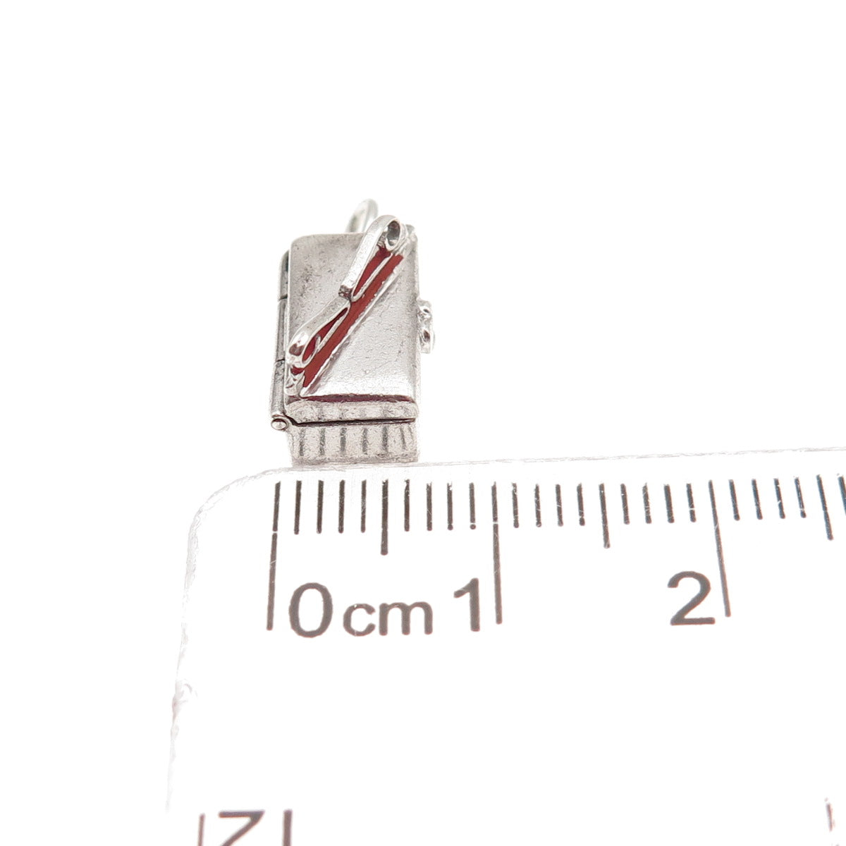 925 Sterling Silver Antique Art Deco Enamel Mystery Box 3D Mini Charm Pendant