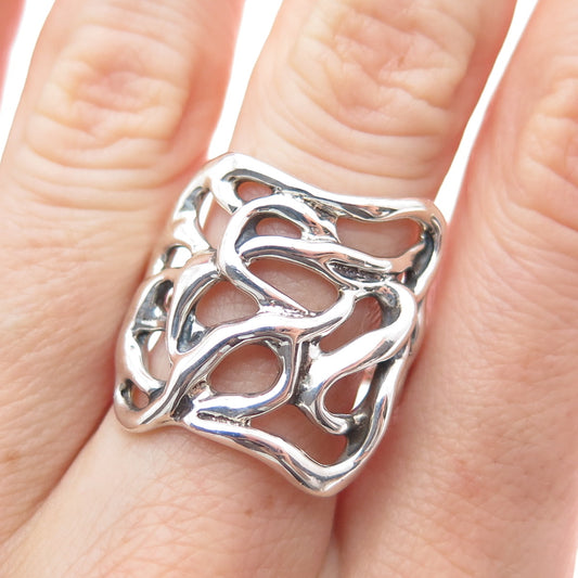 HAGIT GORALI Sterling Silver Vintage Israel Modernist Abstract Swirl Ring Size 9