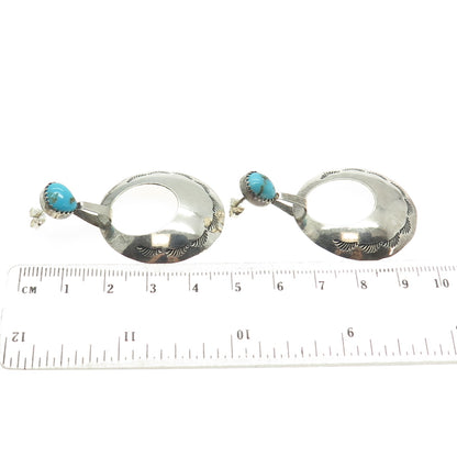 Old Pawn 925 Sterling Silver Vintage Southwestern Turquoise Tribal Earrings