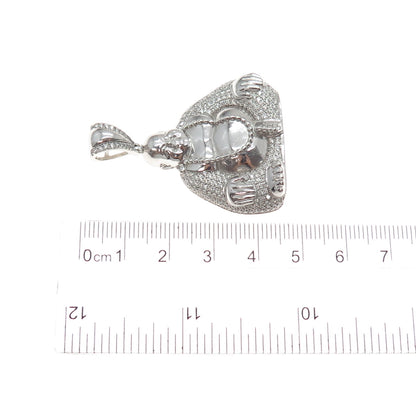 925 Sterling Silver Round-Cut C Z Buddha Charm Pendant