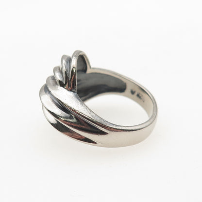 925 Sterling Silver Vintage Modernist Oxidized Ring Size 6