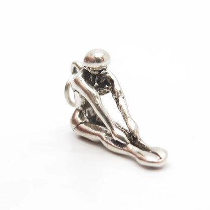 925 Sterling Silver Vintage Gymnast / Athlete Girl Charm Pendant