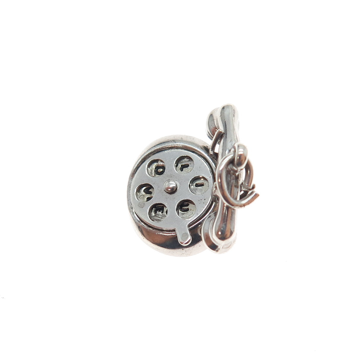 925 Sterling Silver Antique Art Deco I Love You Rotary Telephone Mini Pendant