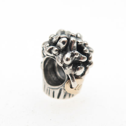 PANDORA 925 Sterling Silver & Gold Love Bouquet Slide Bead Charm
