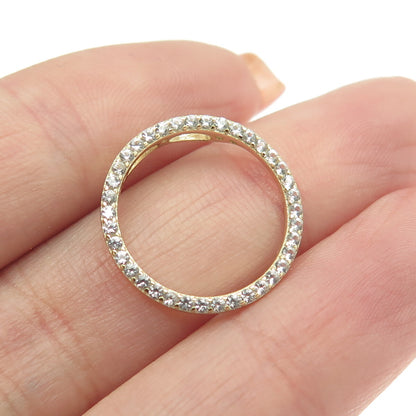 HAN 925 Sterling Silver Gold Plated Real White Topaz Circle of Life Pendant